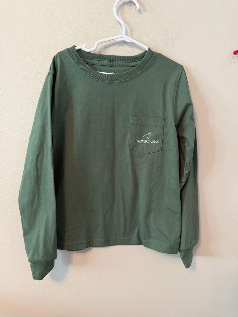 Properly Kids Green Long-Sleeve Pocket Tee with Tackle Box